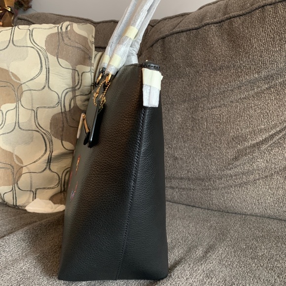 LIMITED EDITION 🔥Authentic COACH LEATHER with dairy embroidery zip top Tote - Picture 8 of 14